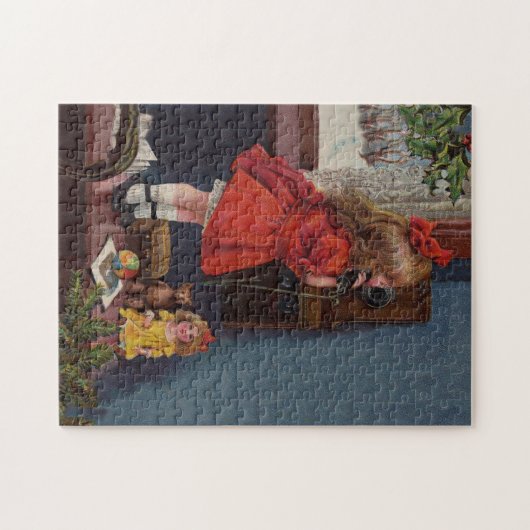 Kerst Klein Meisje Telefoon Antiek Legpuzzel (Horizontaal)