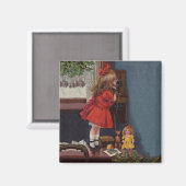 Kerst Klein Meisje Telefoon Antiek Magneet (Voorkant / Achterkant)