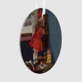 Kerst Klein Meisje Telefoon Antiek Ornament (voorkant)