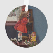 Kerst Klein Meisje Telefoon Antiek Ornament (achterkant)