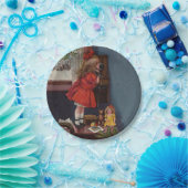 Kerst Klein Meisje Telefoon Antiek Papieren Bordje (Feest)