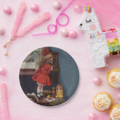 Kerst Klein Meisje Telefoon Antiek Papieren Bordje (Feest)