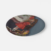 Kerst Klein Meisje Telefoon Antiek Papieren Bordje (Gekanteld)