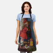 Kerst Klein Meisje Telefoon Antiek Schort (Gedragen)