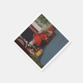 Kerst Klein Meisje Telefoon Antiek Servet (Hoek)