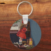 Kerst Klein Meisje Telefoon Antiek Sleutelhanger (Voorkant)
