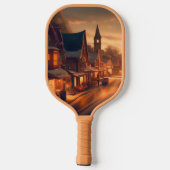 Kerst klein stadje (1) pickleball paddle (Achterkant)