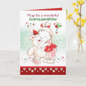 Kerst, kleindochter, Schattigee Baby Girl & Teddy Kaart (Gele Bloem)