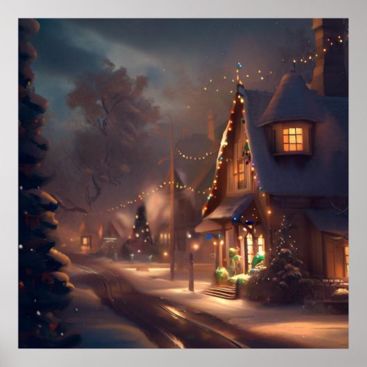 Kerst Kleine Stad 2 Poster (Voorkant)