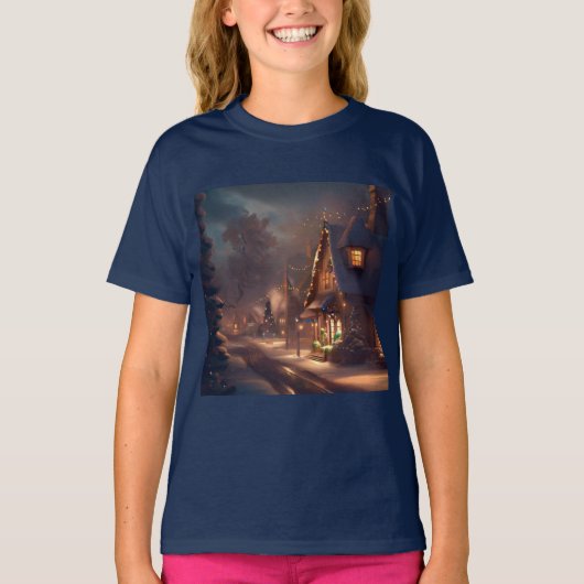 Kerst Kleine Stad 2 T-shirt (Voorkant)