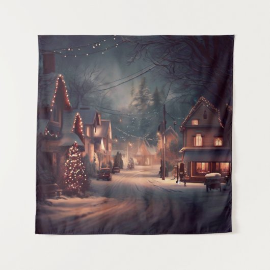 Kerst Kleine Stad 3 Wandkleed (Voorkant)