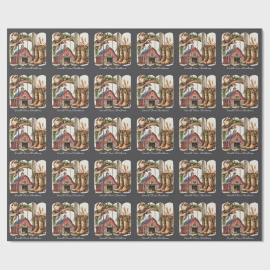 Kerst Kleine Stad Retro Westerne Cowgirl Laarzen Cadeaupapier (Vlak)