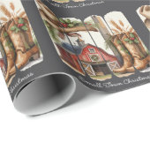Kerst Kleine Stad Retro Westerne Cowgirl Laarzen Cadeaupapier (Rol Hoek)
