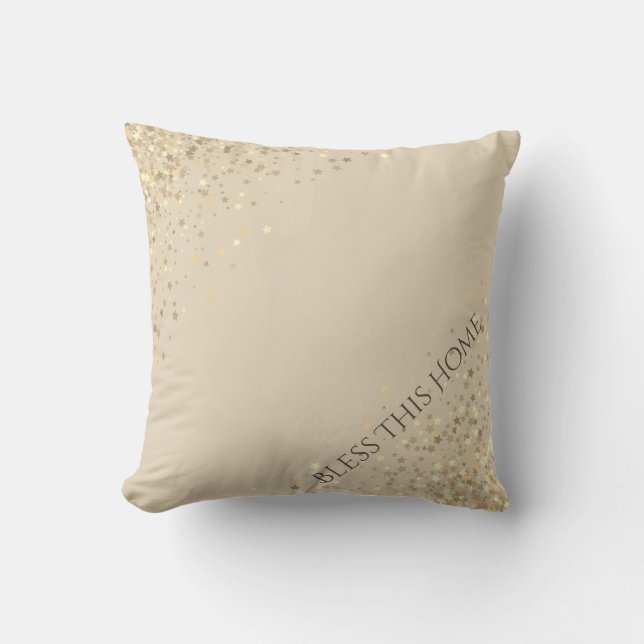 Kerst Kleine Sterren Worp Kussen-Bless This Home Kussen (Voorkant)