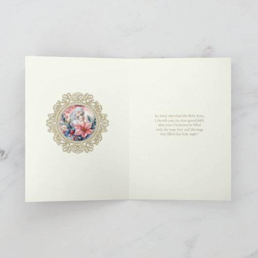 Kerst kleinkind Poinsettias Kaart (Binnen)