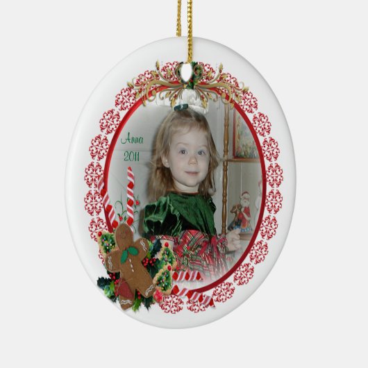 Kerst Kleinkind portret in krans Keramisch Ornament (Rechts)