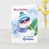 Kerst, kleinzoon, coole sneeuwman in zonnebril kaart (Gele Bloem)