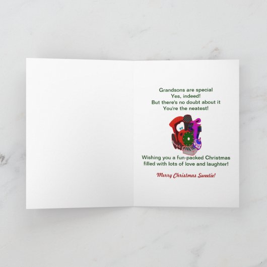 Kerst - Kleinzoon - Trein met cadeaus Feestdagen Kaart (Binnen)