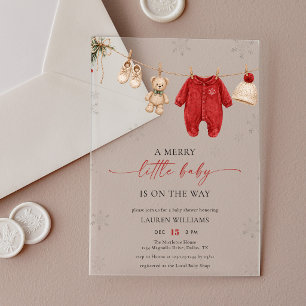 Kerst Klerenlijn Een vrolijke kleine baby shower Acryl Uitnodigingen