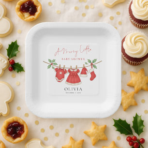 Kerst Klerenlijn Merry Little Baby Shower Papieren Bordje