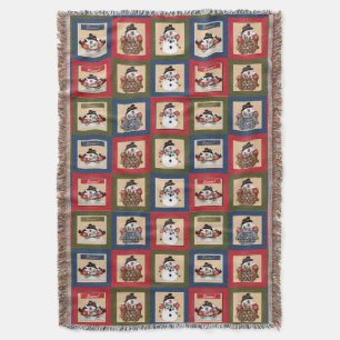 Kerst Kleur Snowmen Squares Deken