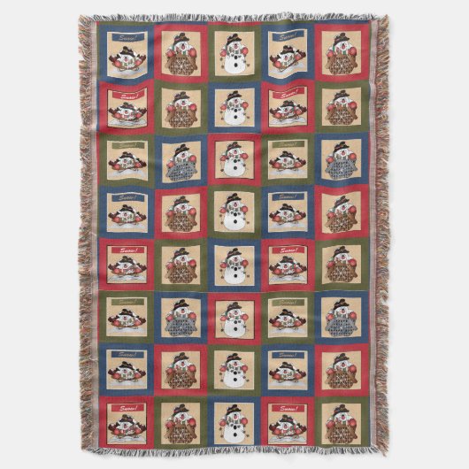 Kerst Kleur Snowmen Squares Deken (Voorkant Verticaal)
