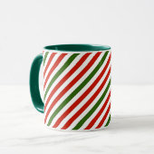 Kerst kleur strepen mok (Voorkant links)