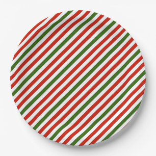 Kerst kleur strepen, papieren bordje