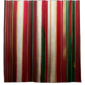 Kerst Kleur Strepen Rood Groen Wit Goud Douchegordijn (Voorkant)