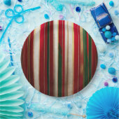 Kerst Kleur Strepen Rood Groen Wit Goud Papieren Bordje (Feest)