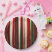 Kerst Kleur Strepen Rood Groen Wit Goud Papieren Bordje (Feest)