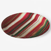 Kerst Kleur Strepen Rood Groen Wit Goud Papieren Bordje (Gekanteld)