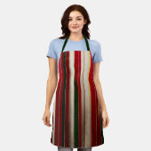 Kerst Kleur Strepen Rood Groen Wit Goud Schort (Gedragen)