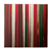 Kerst Kleur Strepen Rood Groen Wit Goud Tegeltje (Voorkant)