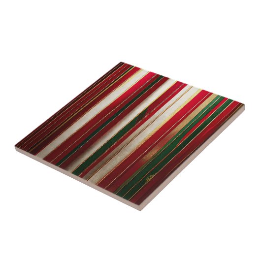 Kerst Kleur Strepen Rood Groen Wit Goud Tegeltje (Zijkant)