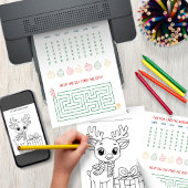 Kerst Kleuren Activiteit Pagina voor Kinderen Feestdagenkaart