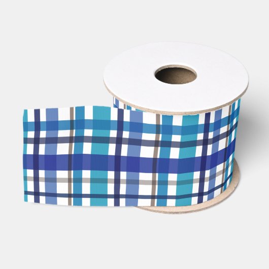 Kerst kleuren geplakt blauw wit grosgrain lint (Spoel)