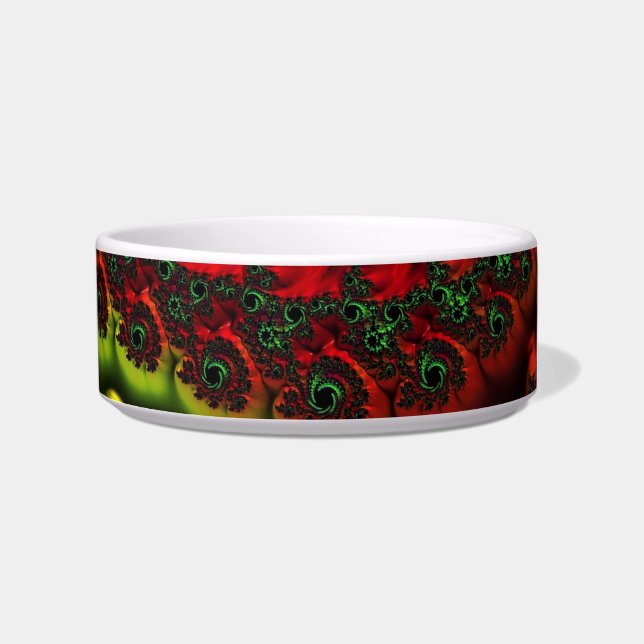 Kerst Kleuren Mandelbrot Pet Bowl Voerbakje (Voorkant)