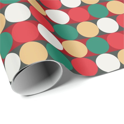 Kerst Kleuren Polka Dot Gestreept Inpakpapier (Rol Hoek)