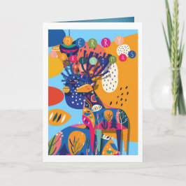 Kerst Kleurrijk Abstract Rendier Gepersonaliseerd Feestdagen Kaart