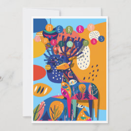 Kerst Kleurrijk Abstract Rendier Gepersonaliseerd Feestdagenkaart