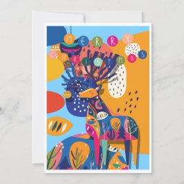 Kerst Kleurrijk Abstract Rendier Gepersonaliseerd Feestdagenkaart