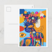 Kerst Kleurrijke Abstracte rendieren Feestdagenkaart (Voorkant / Achterkant)