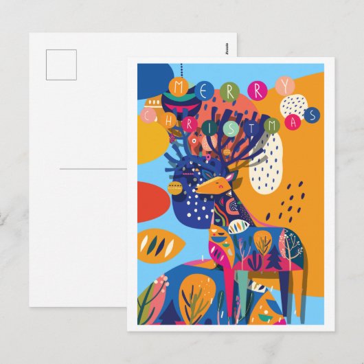 Kerst Kleurrijke Abstracte rendieren Feestdagenkaart (Voorkant / Achterkant)