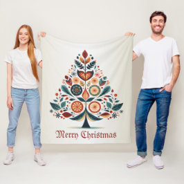 Kerst Kleurrijke Boom Scandinavië Folk Art Fleece Deken