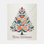 Kerst Kleurrijke Boom Scandinavië Folk Art Fleece Deken (Voorkant)
