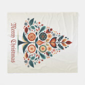 Kerst Kleurrijke Boom Scandinavië Folk Art Fleece Deken (Voorkant (Horizontaal))