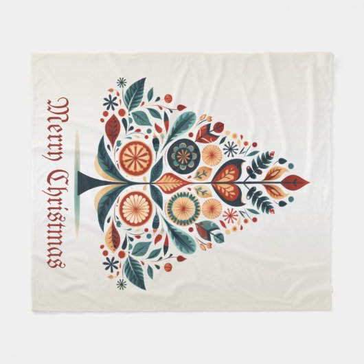 Kerst Kleurrijke Boom Scandinavië Folk Art Fleece Deken (Voorkant (Horizontaal))