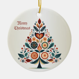 Kerst Kleurrijke Boom Scandinavië Folk Art Keramisch Ornament
