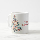 Kerst Kleurrijke Boom Scandinavië Folk Art Koffiemok (Voorkant links)